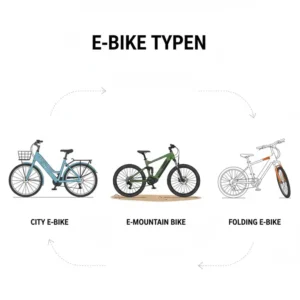 Ein visueller Vergleich verschiedener E-Bike-Typen als E-Bike Anfänger Empfehlung.