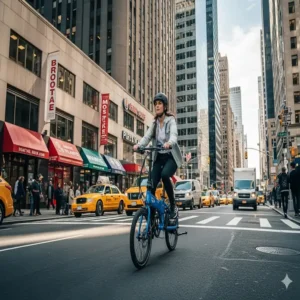 Mühelose Fahrt mit dem e bike klapprad faltbar durch die Innenstadt.