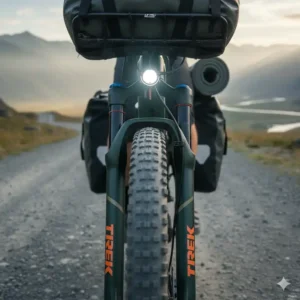 Detaillierte Ansicht der Federung an einem E Bike Trekking Herren.