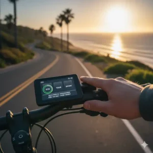 Auswahl des Eco-Modus zur Verlängerung der e bike akku reichweite auf über 100 km.