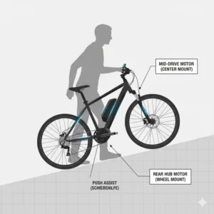 Diagramm zur Veranschaulichung der Position des e bike motor Antriebssystems.