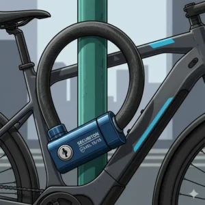 Robustes E-Bike-Schloss vom Typ Bügelschloss für extra sicheren Schutz.