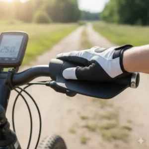 Korrekte Handhaltung mit dem e bike lenkergriff ergonomisch beim Fahren.