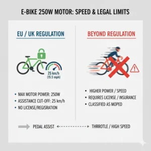 Diagramm zur EU-Regulierung der Höchstgeschwindigkeit für e bike motor 250 watt