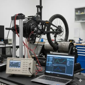 Technische Einrichtung für den e bike motor bafang test auf einem Prüfstand (Dynamometer).