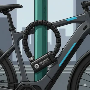 Flexibles E-Bike-Schloss als Faltschloss, sehr sicher und praktisch.