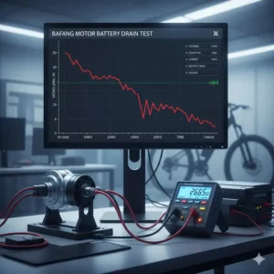Visuelle Darstellung des Akkuverbrauchs während des Reichweiten-e bike motor bafang test.