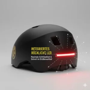 E bike helm test: Integriertes LED-Rücklicht zur Verbesserung der Sichtbarkeit im Straßenverkehr.
