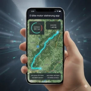 Kartenansicht in der e bike motor steuerung app zur Verfolgung der gefahrenen Route und Statistiken
