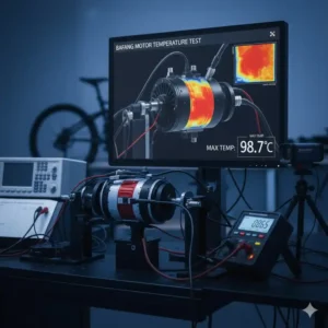 Wärmebild (Infrarot) der Betriebstemperatur des e bike motor bafang test unter Last.