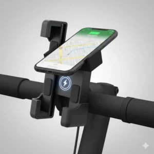 e bike smartphone halterung mit kabelloser Ladefunktion über den E-Bike Akku.