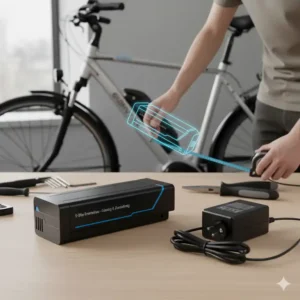 Einfache Selbstinstallation des e bike akku ersatz günstig in die Halterung.
