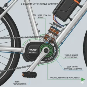 e bike motor 250 watt System mit integriertem Drehmomentsensor für natürliche Tretunterstützung