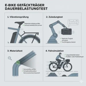 So funktioniert das Prüfverfahren und die Dauerbelastung im e bike gepäckträger test.