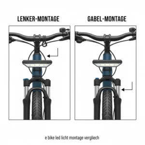 Vergleich verschiedener montageoptionen für das e bike licht set led (gabel- und lenkerhalterungen).