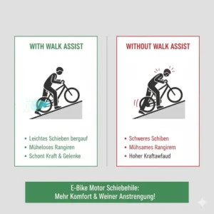 Vergleich der praktischen Vorteile der e bike motor schiebehilfe bei schweren Lasten oder Steigungen.