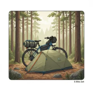 e bike camping ausrüstung - Zelt: Kompaktes und leichtes Zelt, ideal für den Transport am E-Bike.