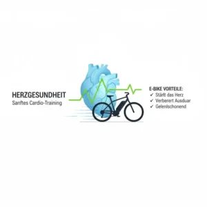 Grafik: Die e bike fitness vorteile umfassen sanftes und effektives Herz-Kreislauf-Training (Cardio).