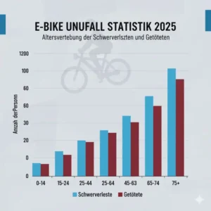 Altersverteilung der Schwerverletzten und Getöteten nach Altersgruppen, gemäß der E-Bike Unfall Statistik 2025.