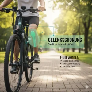 Ein Radfahrer tritt leicht in die Pedale. Die e bike fitness vorteile schonen Knie und Gelenke.