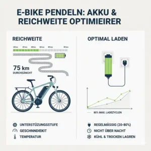 Grafische Darstellung der Akku-Reichweite für bessere e bike pendeln erfahrungen.