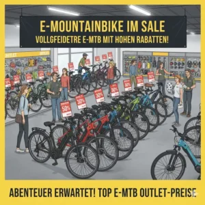Vollgefedertes E-MTB mit hohen Rabatten als e bike outlet angebote.