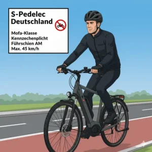 E-Bike Verkehrsregeln Deutschland: Darstellung der Mofa-Klasse und des notwendigen Versicherungskennzeichens für S-Pedelecs.
