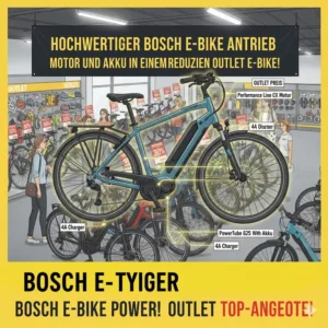 Hochwertiger Bosch E-Bike Antrieb in einem reduzierten Outlet E-Bike – Teil der e bike outlet angebote.