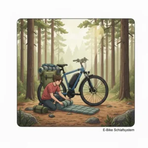 e bike camping ausrüstung - Schlaf: Kompakter Schlafsack und Isomatte, das minimalistische und warme Schlafsystem.