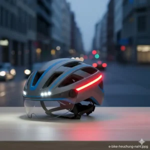 Moderner E-Bike Helm mit Licht und integriertem Visier zum Schutz der Augen