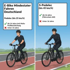 E-Bike Verkehrsregeln Deutschland: Erläuterung des gesetzlichen Mindestalters für das Führen von E-Bikes (Pedelecs) in Deutschland.