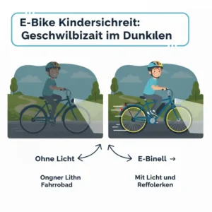 Gute Beleuchtung und Reflektoren verbessern die E Bike Kindersicherheit im Dunkeln.