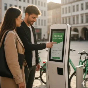 Ein Schaubild, das die E-Bike Sharing Deutschland Kostenstruktur und Tarife in einer Stadt veranschaulicht.