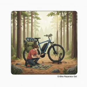e bike camping ausrüstung - Reparatur: Werkzeug und Ersatzteile, die unterwegs für Notfallreparaturen unerlässlich sind.