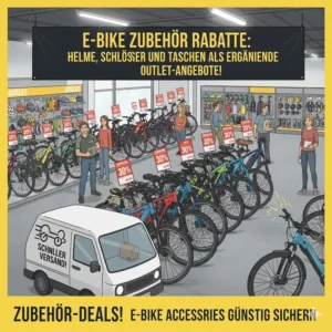 Helme, Schlösser und Taschen als ergänzende Rabatte zu den e bike outlet angeboten.