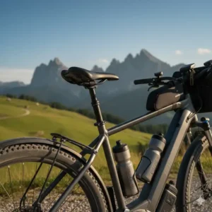 Detailansicht eines komfortablen Trekking-E-Bikes mit gefedertem Sattel und Federung, entscheidend für angenehme e bike trekking tour erfahrungen.