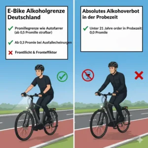 E-Bike Verkehrsregeln Deutschland: Die zulässige Promillegrenze für Pedelec-Fahrer im deutschen Straßenverkehr.