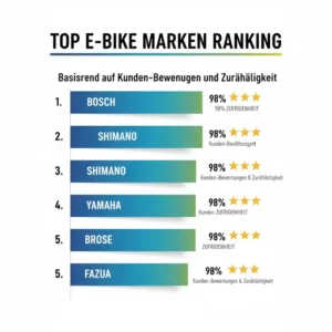 Eine Infografik zeigt das Ranking der Top-Marken basierend auf e bike bewertungen kunden zur Zuverlässigkeit.