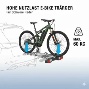 Grafik zur maximalen Belastbarkeit für den E-Bike Fahrradträger mit Rampe für Anhängerkupplung.