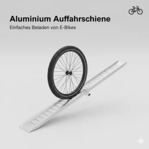 Detailansicht der stabilen Fahrradträger Rampe zum Beladen von E-Bikes aus Aluminium.