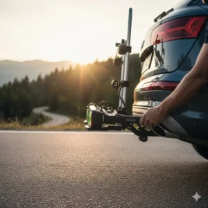 Die einfache Montage am Fahrzeugheck für den Fahrradträger mit Rampe für SUV Anhängerkupplung.