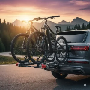 Hohe Tragkraft für schwere Elektrofahrräder beim Fahrradträger mit Rampe für SUV Anhängerkupplung.