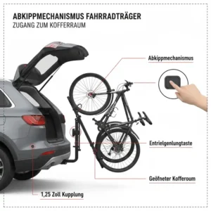 Schritt-für-Schritt Montageanleitung für den Fahrradträger mit Rampe für 1,25 Zoll Anhängerkupplung.