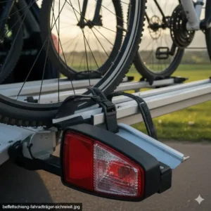 Die sichere Reifenfixierung und Haltearme am Fahrradträger mit Rampe für 2 Fahrräder.