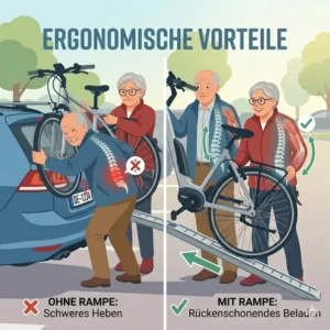 Vergleich verschiedener Auffahrschienen-Modelle für einen Fahrradträger mit Rampe für Senioren