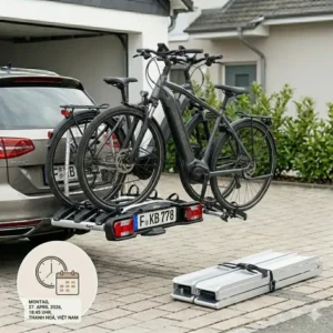 Schritt-für-Schritt Anleitung für Fahrradträger mit Rampe für leichtes Aufladen.