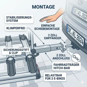 E-Bike Fahrradträger mit Rampe für 2 Zoll Kupplung Montageanleitung.