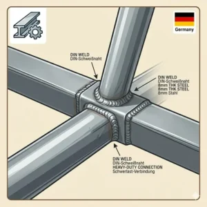 Detailansicht der robusten Konstruktion: Fahrradträger mit Rampe aus Stahlrahmen für maximale Stabilität.