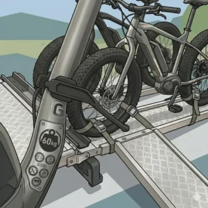 Die hohe Tragfähigkeit vom E-Bike Fahrradträger mit Rampe für Fatbike für schwere Elektrofahrräder.
