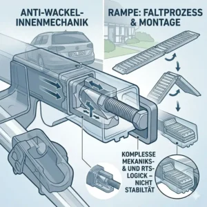 Schritt-für-Schritt Montageanleitung für die Anhängerkupplung am Fahrradträger mit Rampe und Anti-Wackel-System.